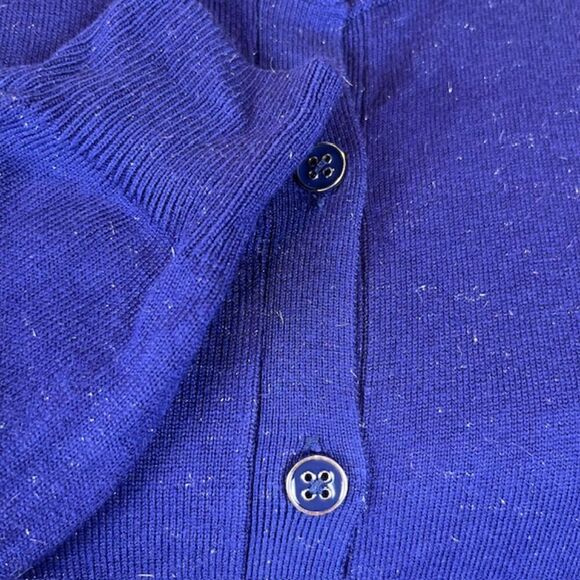 NWT Nicole Miller Button Front Cardigan Cobalt Blue with Metallic Silver Size M - Picture 3 of 12